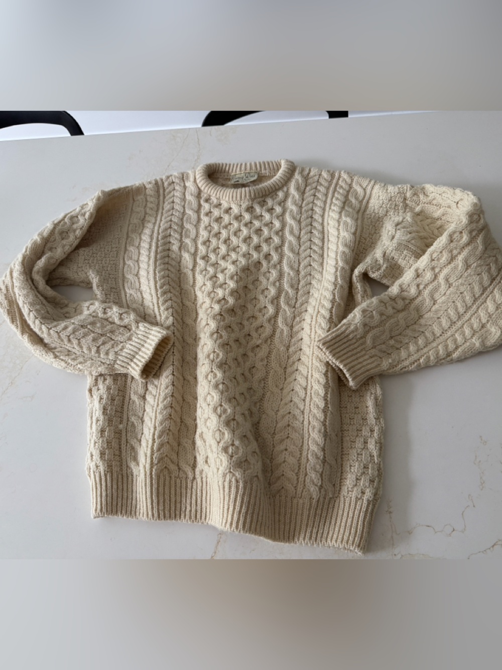 Chunky Irish wool cable knit sweater